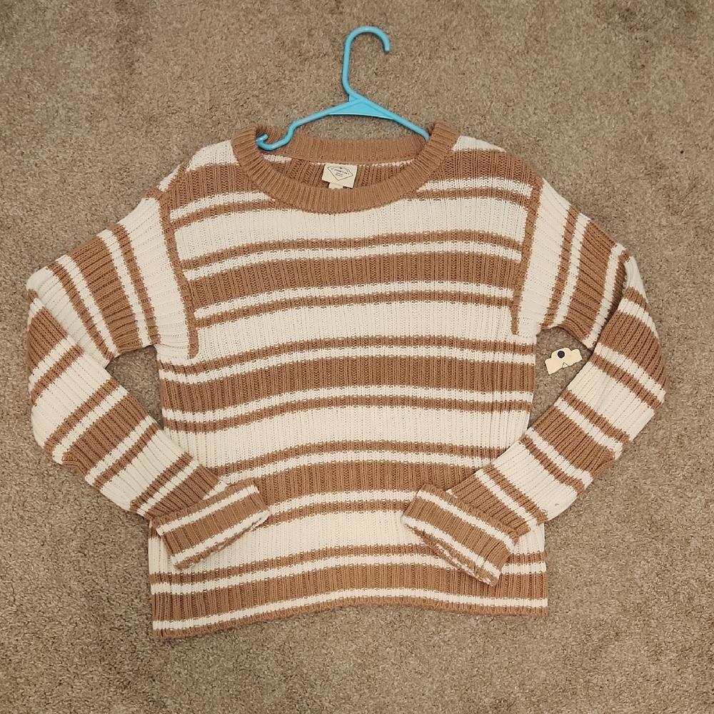 Striped Sweater in Cream and Brown
